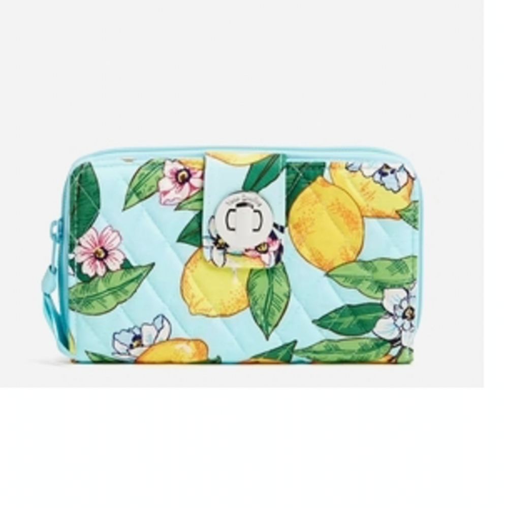 Vera Bradley RFID TURNLOCK WALLET LEMON 🍋 GROVE NWT BLUE GREEN YELLOW